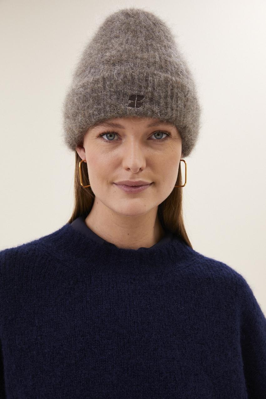 By-Bar Logo Norton Beanie Dark Biscuit unisex Wollmütze beige